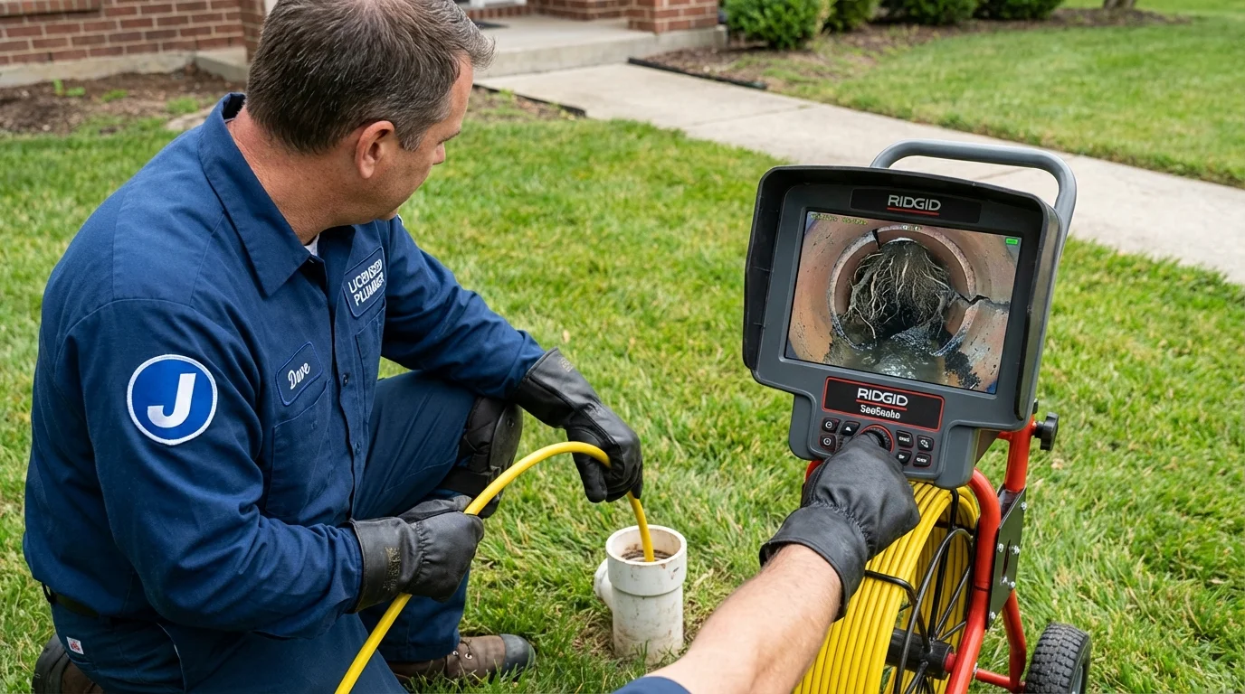 Sewer camera inspection being performed by Johns Plumbing LLC in Elmont